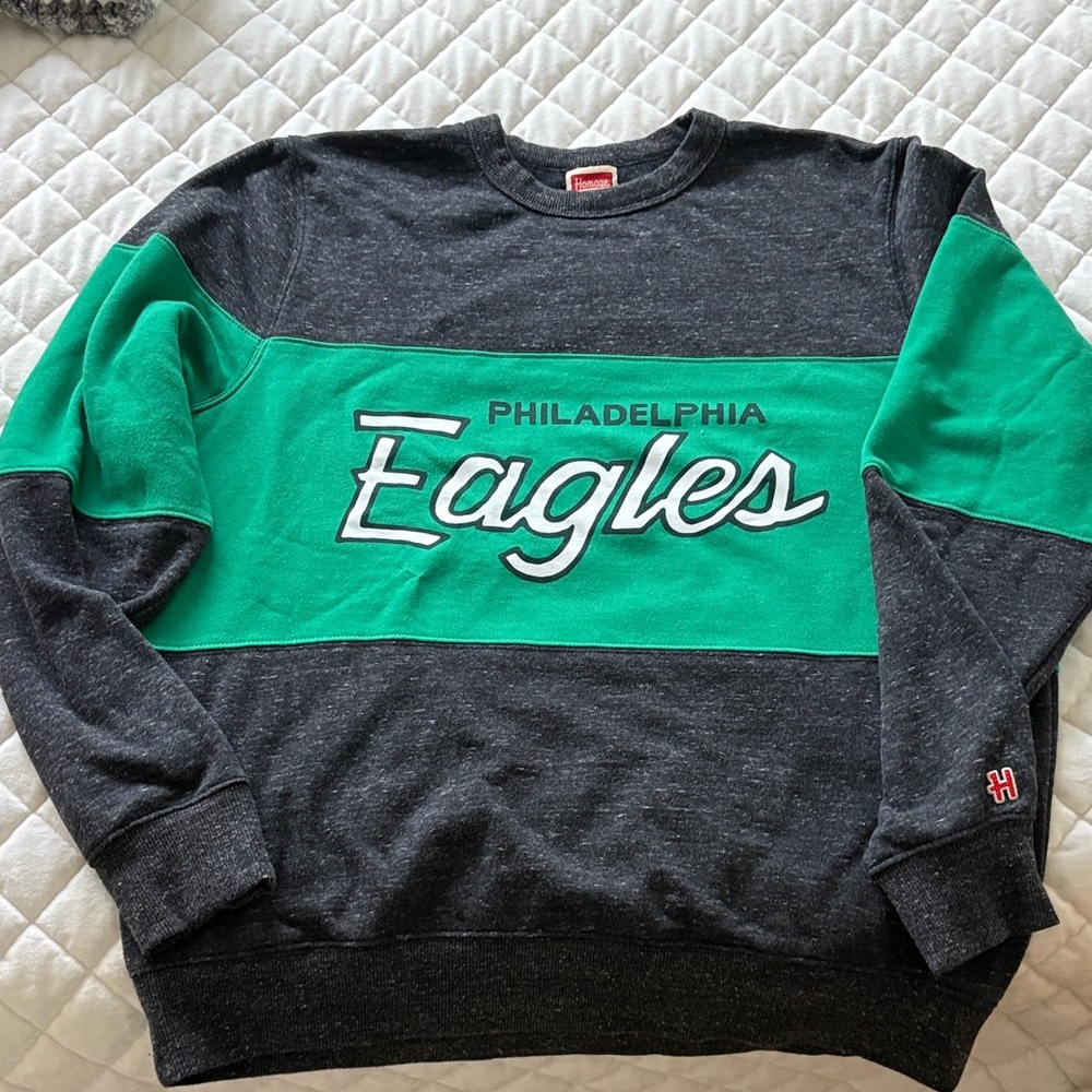 HOMAGE Philadelphia Eagles Crewneck Sweater - Black and Green